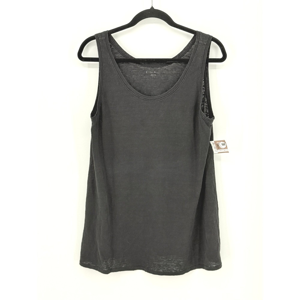Eileen Fisher New Womens Black Capsule Layer Organic Linen Scoop Neck Tank Top